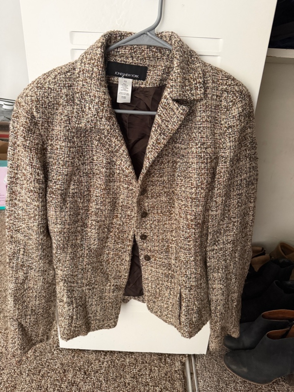 Jones New York Multicolor Brown Tweed Sport Coat